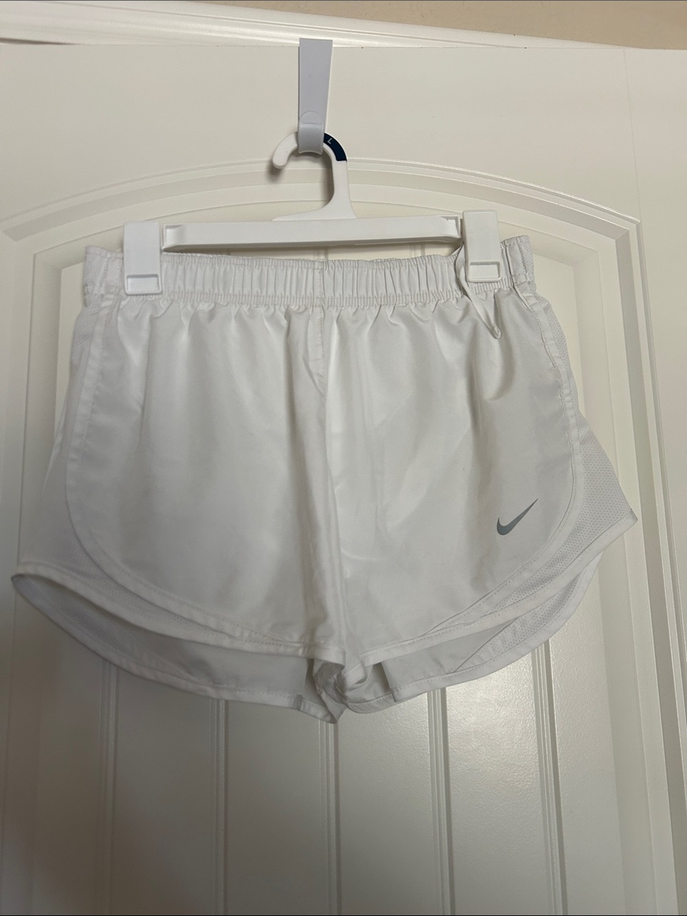 Nike White Women’s Athletic Running Shorts with Reflective Swoosh